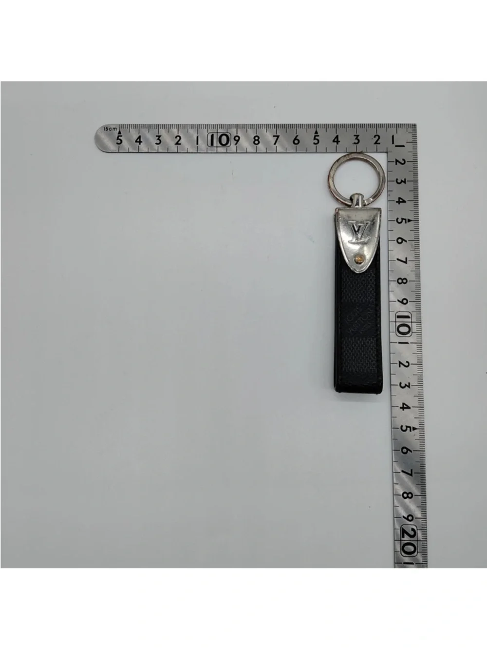 Louis Vuitton Damier Graphite Black Leather & Silver-Tone Keychain